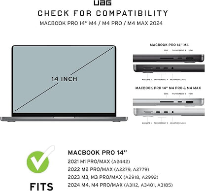 URBAN ARMOR GEAR UAG Designed for MacBook Pro 14 inch Case 2025 M5, 2021-2024 M4/M4 Pro/M4 Max A3434 A3112 A3401 A3185 A2918 A2992 Rugged Military Grade Plyo Laptop Cover, Translucent Clear Ice