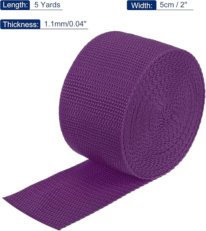 MECCANIXITY Lightweight Polypropylene Webbing Strap 2" 5 Yard Backpack Strapping Band Purplish Red for Outdoor Luggage Cargo Straps