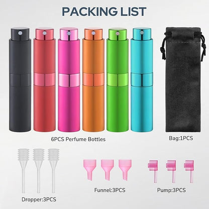 Travel Perfume Bottle Refillable - Cologne Spray Atomizer Mini - Small Travel Size Empty Sprayer for Refill Sample Container - Portable Fragrance Decant Dispenser for Women Men 8ml 6PCS Pink