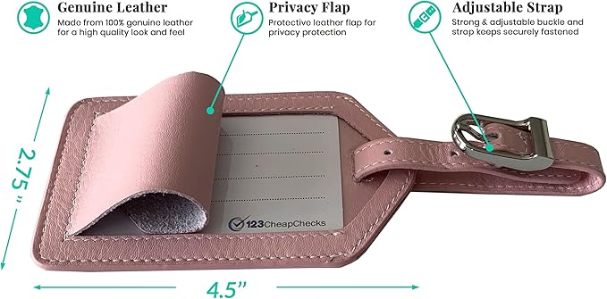 Personalized Monogrammed Leather Luggage Tags - 3 Pack