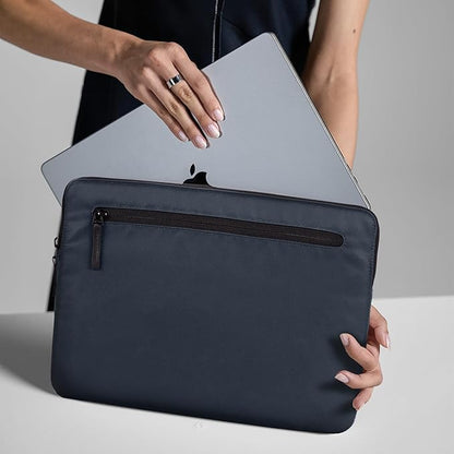 Incase Compact Laptop Sleeve with Flight Nylon - 14-inch MacBook/Laptop & iPad/Tablet Sleeve - Faux Fur Lining, Lightweight, Durable, Weather Resistant, Slip Pocket for Accessories - Navy