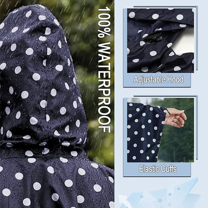 Fashion Hooded Rain Poncho Waterproof Raincoat Jacket with pocket for Women/Men/Adult