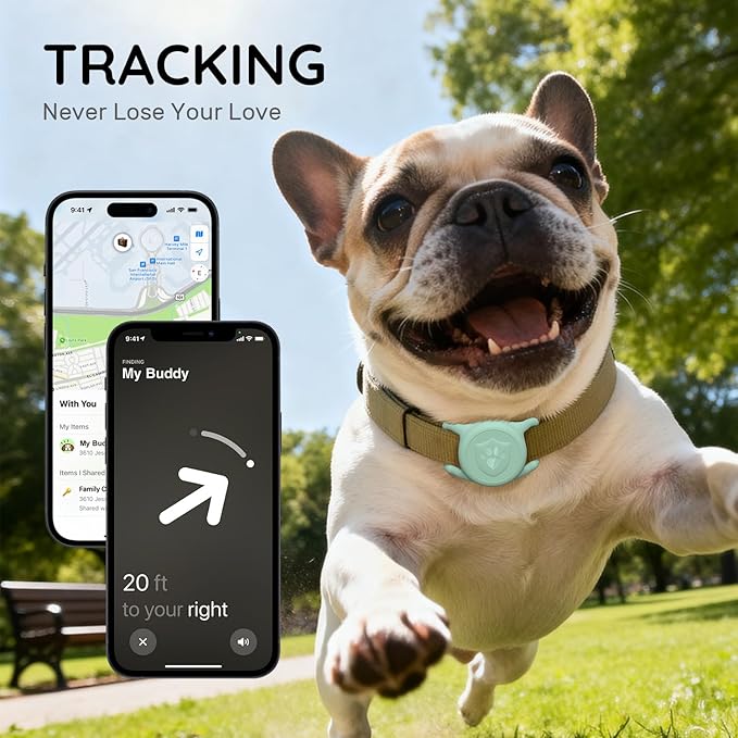 for AirTag Dog Collar Holder, Dog Air Tag Holder, IP68-Waterproof | Lightweight Silicone | Anti-Lost | Ultra-Durable | Compatible with Apple AirTags (Light Green)