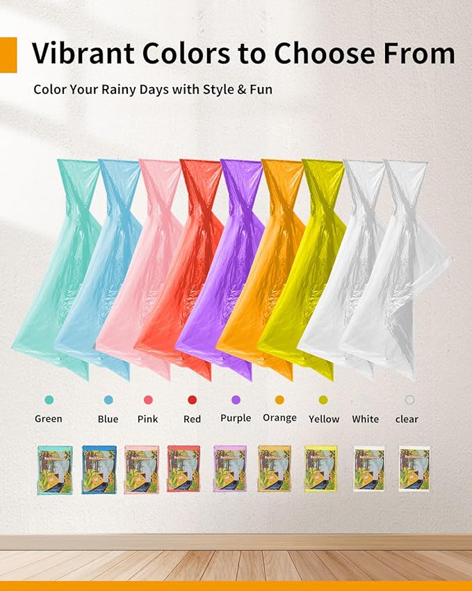 Hitituto Rain Ponchos for Adults - Extra Long Emergency Poncho with Hood, 6/12/24 Family Pack Raincoat, Home Survival Kits