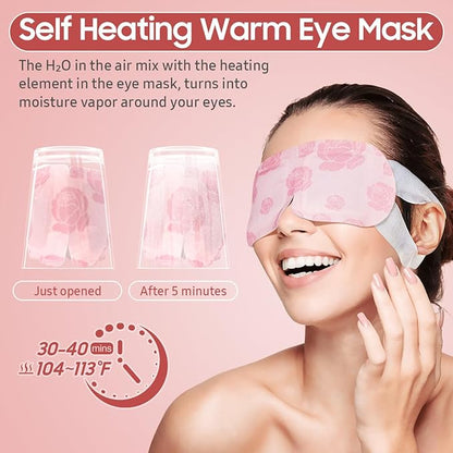 Steam Eye Mask, 10 Packs Heated Eye Mask, Self Heating Disposable SPA Warm Compress for Eyes Sleep Mask, Travel Essentials & Relaxation Gifts, Stocking Stuffers (Rose Scent)