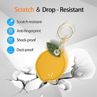 Leather Keychain Case Holder Compatible with Apple AirTag, GPS Airtag Keychain Finder Tracker with Key Ring, Anti-Scratch Protective Air Tag Cover