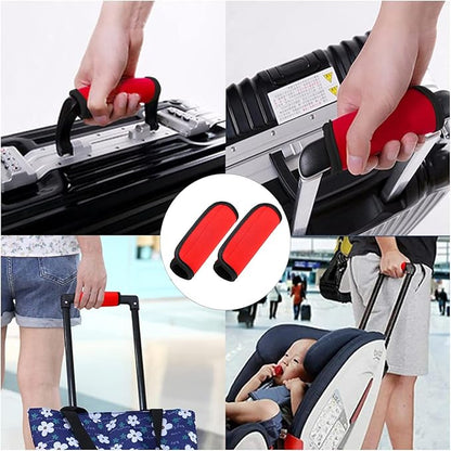 Luggage Handle Wraps, Soft Travel Bag Handle Cover, Padded Handle Grip, Suitcase Tags Identifiers for Travel Accessories, Red, 2pcs