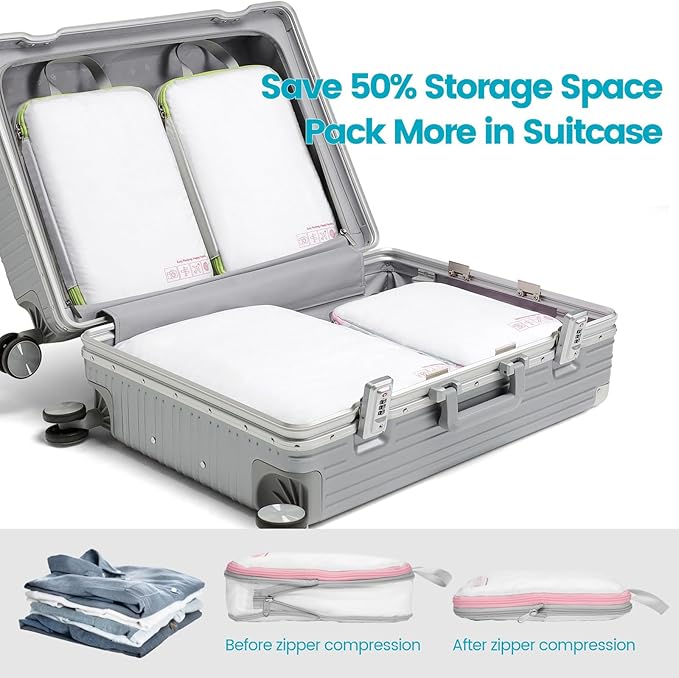 Cambond Compression Packing Cubes for Travel Women - Expandable Travel Bags Luggage Organizers Travel Essentials Compression Cubes for Travel Carry on Suitcases Organizer