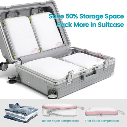 Cambond Compression Packing Cubes for Travel Women - Expandable Travel Bags Luggage Organizers Travel Essentials Compression Cubes for Travel Carry on Suitcases Organizer