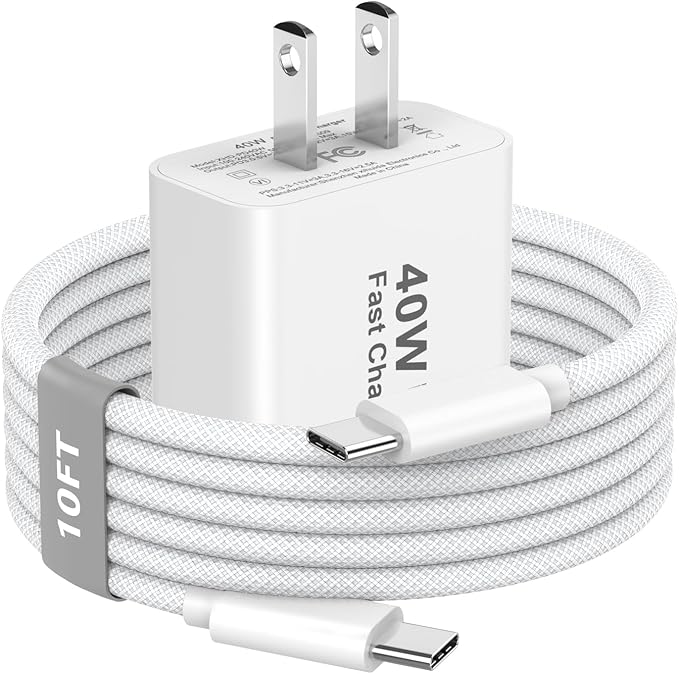 iPhone 17 Pro Max Charger Fast Charging, 40W USB C iPhone 17 16 15 Fast Charger Block with 10FT Long Woven Type C Charging Cable Cord for iPhone 17/17 Pro Max/17 Pro/Air/16/16 Pro Max/15/15 Pro Max