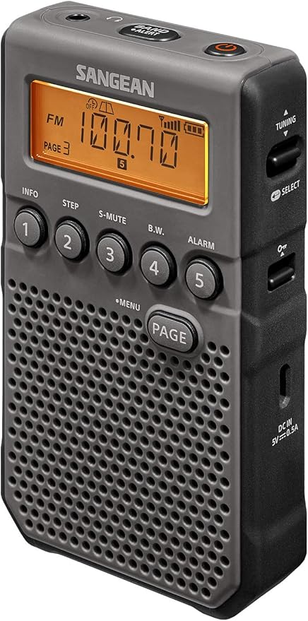Sangean DT-800BK AM/FM/NOAA Weather Alert Pocket Radio, Black