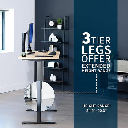 VIVO Electric 55 x 28 in Dual Motor Sit Stand Desk, Memory Height Adjustment, 2B Series, Light Wood Top Black Frame, DESK-KIT-2B55C