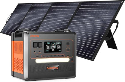 SolarPlay Portable Power Station 2500W(Peak 5000W), 2304Wh Solar Generator with 400W Panel 1.5Hrs Fast Charging LFP Battery4 AC Outlets Emergency Power Station for Home Camping Outdoor Battery Backup