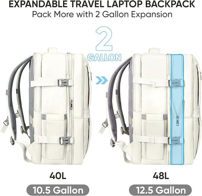 BALEINE Travel Backpack for Women Men, Large Sturdy Carry On Laptop Backpack Gifts for Business, Casual, Weekender, Hiking (XL, Beige)