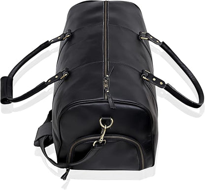 Leather Travel Bag,Weekender Overnight Bag Leather Large Carry On Bag Travel Tote Duffel Bag for Men & Women