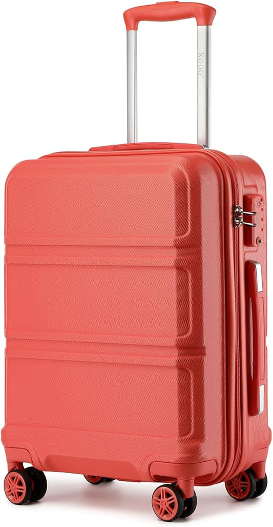 Kono 20'' Carry on Luggage with Spinner Wheel TSA Lock, Lightweight PC+ABS Hardside Luggage Durable Small Carry on Suitcase Coral Pink