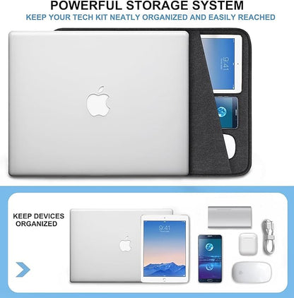 Laptop Sleeve 13 inch, Shockproof Protective Computer Case with Accessories Pocket, Portable Laptop Bag Compatible with 13 in New MacBook Air, MacBook Pro 13 inch, Black