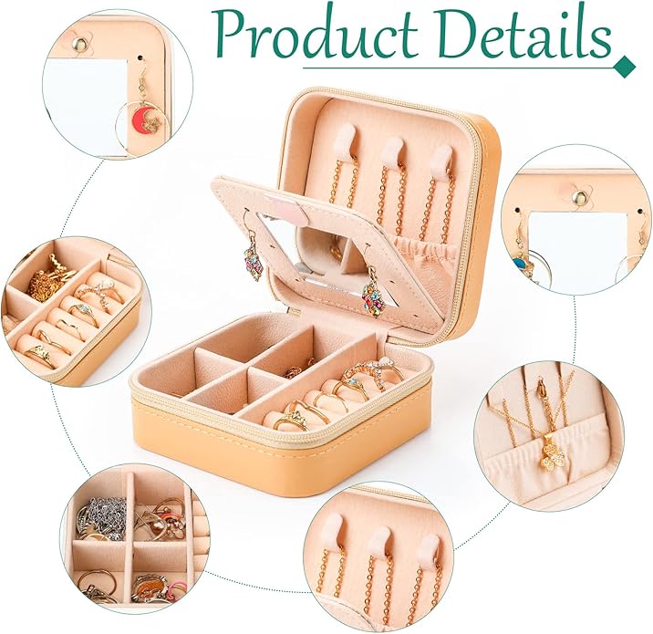 10 Pcs Travel Jewelry Case Bridesmaid Gift Boxes Jewelry Travel Organizer With Mirror Small Jewelry Box Mini Storage Organizer Box for Women Girls Earrings Rings Necklaces