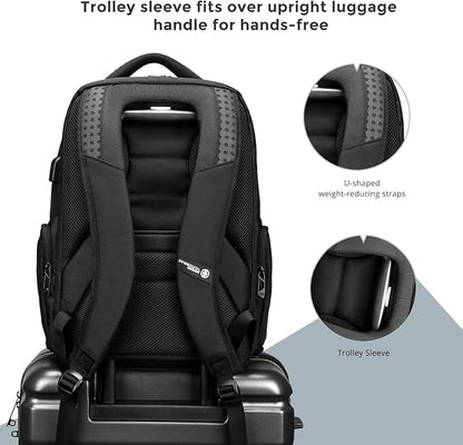 Swissdigital Design Men's Laptop Backpack for College and Business Travel with Integrated USB Charging Port and RFID Protection Fits Laptops up to 15.6 Inch, Black | SD1695-01