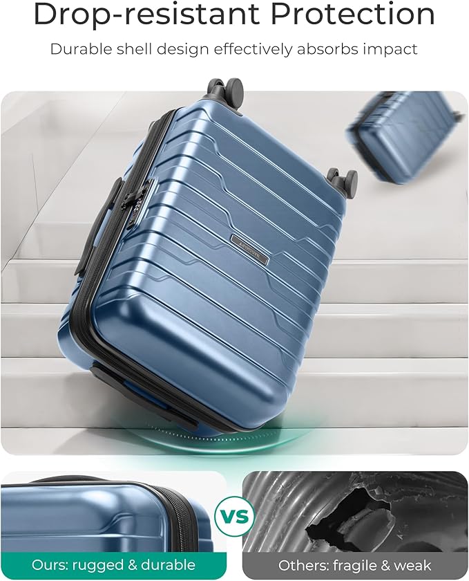 BAGSMART Carry On Luggage 22x14x9 Airline Approved with Spinner Wheels,Lightweight 20 Inch Luggage with TSA Lock,Expandable Hard Shell Carry On Suitcases for Men Women,Royal Blue