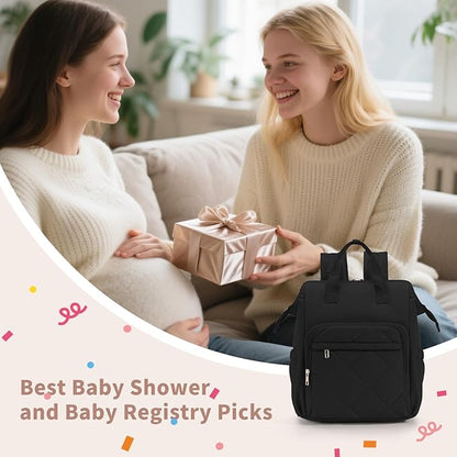 CEI-CEI Diaper Bag Backpack for Mom and Dad, Puffer Baby Bag Backpack with Insulated Pocket, Water-Resistant, Unisex Travel Backpack with Changing Pad & Stroller Straps