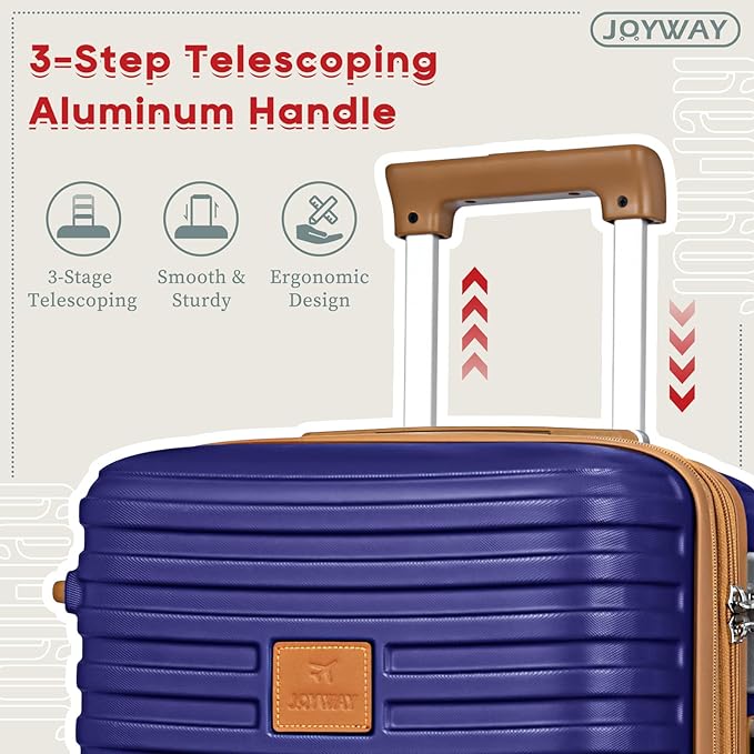 Joyway 28 Inch Luggage with Spinner Wheels, Lightweight Hard Shell Large suitcase, 3 Piece Luggage Sets with TSA Lock, Navy