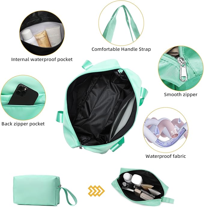 LARVENDER Luggage Sets 5 Piece with Duffel Bag Expandable(Only 28 inch) Hardside PP Carry On Luggage with 360° Spinner Wheels TSA Lock Luggage Sets for Women, Seafoam Green