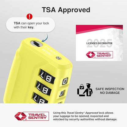Puroma 2 Pack TSA Approved Luggage Lock, 4 Digit Combination Travel Locks Resettable Code Lock with Zinc Alloy Body for Suitcase, Toolbox, Backpack, Bag, Gym Locker (Yellow)