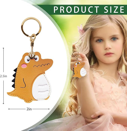 Leather Keychain Case Holder Compatible with Apple AirTag, GPS Airtag Keychain Finder Tracker with Key Ring, Anti-Scratch Protective Air Tag Cover