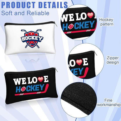 20 Pcs Christmas Hockey Gifts Inspirational Makeup Bag for Women Hockey Lovers Players Ice Gifts Bags Cosmetic Travel Pouch for Women Mom Athletics Birthday