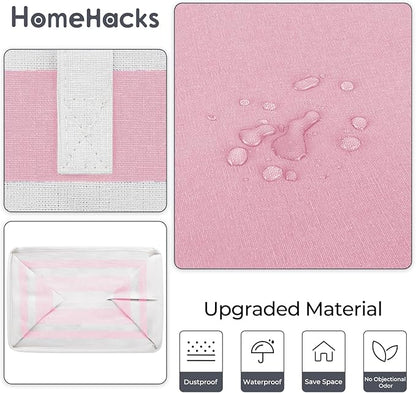 HomeHacks 2 Pack Large Laundry Baskets, Waterproof, Freestanding Laundry Hampers, Collapsible Clothes Hamper with Reinforced Handles in Laundry, College Dorm, Bathroom, Bedroom (Pink, 125Lx2)