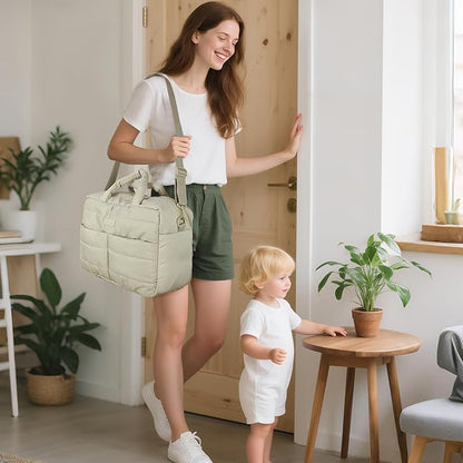 Buzz&Bloom Baby Diaper Bag Tote, Large Capacity Travel, Hospital Bag Functional with Changing Pad and Stroller Attachments.