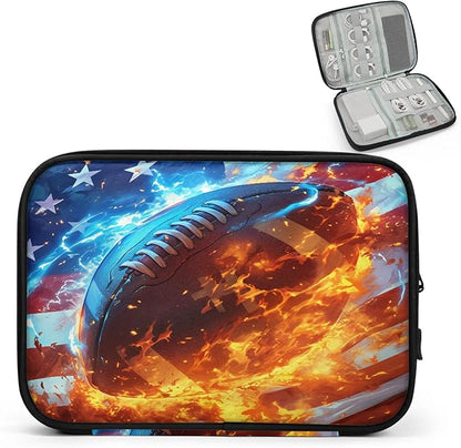 Cable Organizer Fire American Football Electronics Travel Organizer Case Tech Accessories Pouch Waterproof Cord Storage Bag for Power Bank Charger Phone Earphone