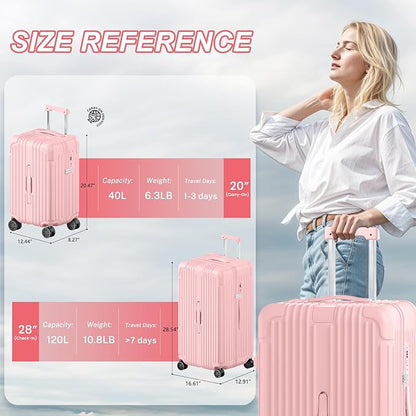 Krute Luggage Sets 2 Pieces PC+ABS Hardshell Suitcase with Wheels TSA Approved Suitcase Set 20+28 Inch Luggages