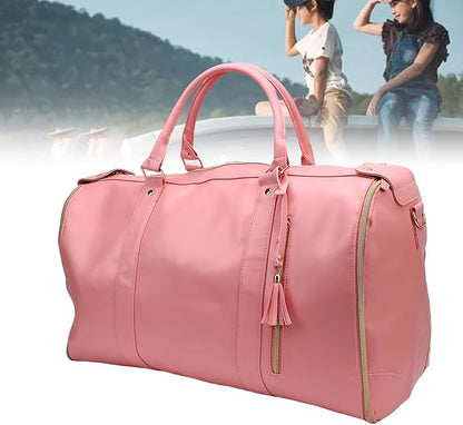 Fabater Travel Bag with Detachable Trolley, 40L Large Capacity water proof Rolling Garment Duffel Bag, with Leather Handle and Shock Absorbing Wheels, for Business Trip and Weekender (pink)