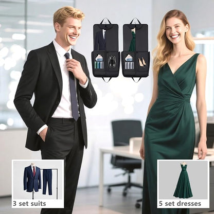Garment Bag Travel Carry On Suit Bag for Traveling Business Trips Hanging Dress Clothes with Shoulder Strap Foldable for Men Women 45” Black