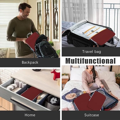 4 Set Compression Packing Cubes Travel - Travel Accessories Expandable Packing Organizers for Carry On - Essentials Luggage Bags - Burgundy