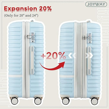 Joyway Expandable Luggage Sets 5 Piece, Lightweight Hard Shell Travel Suitcase Set with Spinner Wheels and TSA Lock (5 piece set，LightBlue)