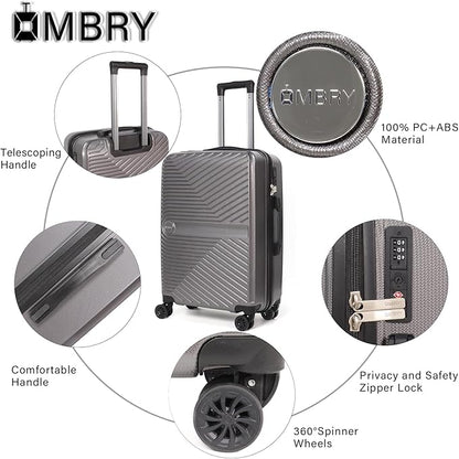 Luggage Set 3 Pieces -Suitcase Set - Carry on Luggage with Wheels - Check-in Luggage - PC + ABS Durable Suitcase Rotating Silent Wheels 3-Piece 20/24/28 Grey