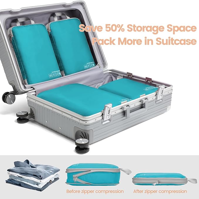 Cambond Compression Packing Cubes for Travel Women - Expandable Travel Bags Luggage Organizers Travel Essentials Compression Cubes for Travel Carry on Suitcases Organizer
