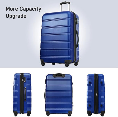 Merax Luggage Sets 3 Piece Hardside Expandable Suitcase with Spinner Wheels,Durable Lightweight Luggage with TSA Lock, Large Travel Luggage Set(Blue-1,20+24+28 inches)