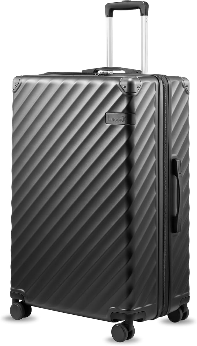 28 Inch Luggage with Spinner Wheels, KVC Expandable Hardside Large Checked Suitcase (EX-Core, Charcoal Metallic, 28 Inch, 105L-113L)