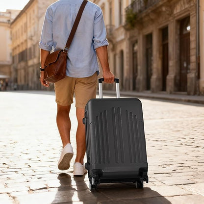 Karl home 28 Inch Check-in Luggage with Spinner Wheels, ABS Hardshell Checked Suitcase with TSA Lock, Durable Large Suitcase Rolling Luggage for Men Women, Dark Grey