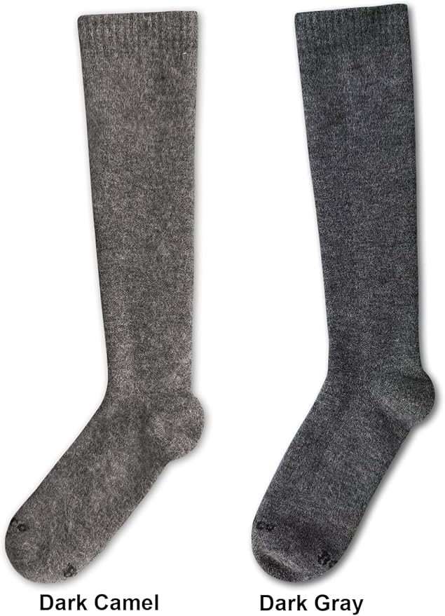 Alpaca Wool Heavyweight 15-25 mmHg Knee High Compression Support Socks Thick Winter Thermal Warm Soft Travel Flying