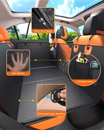 2 in 1 Dog Car Seat Cover for Back Seat & SUV Cargo Liner for Dogs, Waterproof PU Leather Back Seat Extender Hold 500lbs, Hard Bottom Dog Hammock for Car SUV Truck, Anti-Scratch & Wipe Clean Trunk Mat