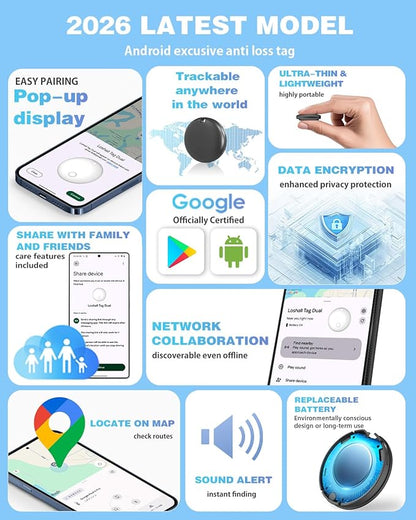 Air Tags for Android,Air Tags-4 Pack Android,2 Year Battery Life,Android Tracker Tags with 4 Case,Google Find Trackers for Google'S Find Hub App,IP65 Waterproof Luggage Tracker for Keys
