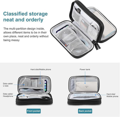 Electronic Accessories Carry Case, Electronic Accessories Organizer Carry Bag, Travel Cable Organizer Pouch, Portable Waterproof Double Layers All-in-One Storage Bag for Cord, Charger, Earphones (M)