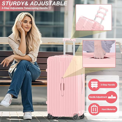 Krute Luggage Sets 2 Pieces PC+ABS Hardshell Suitcase with Wheels TSA Approved Suitcase Set 20+28 Inch Luggages