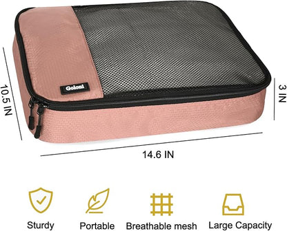 Packing Cubes for Travel Essentials,4 Set Packing Cubes for Suitcases,Lightweight Mesh Luggage Organizer Bag,Meat pink