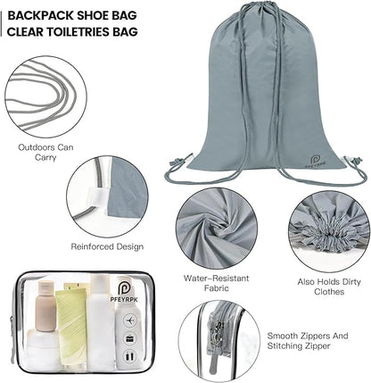 Lightweight Compression Packing Cubes for Suitcases, Compressible Expandable Travel Packing Organizer with Clear Toiletries and Backpack Bag, Travel Essentials for Carry on Luggage 7 Set